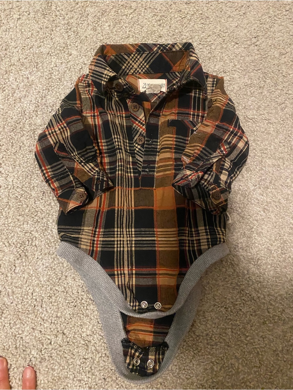 Plaid Button-Front Baby One-Piece Bodysuit - Unbranded